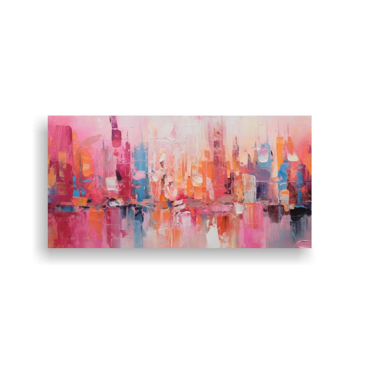 Cuadro skyline abstracto con reflejos difusos