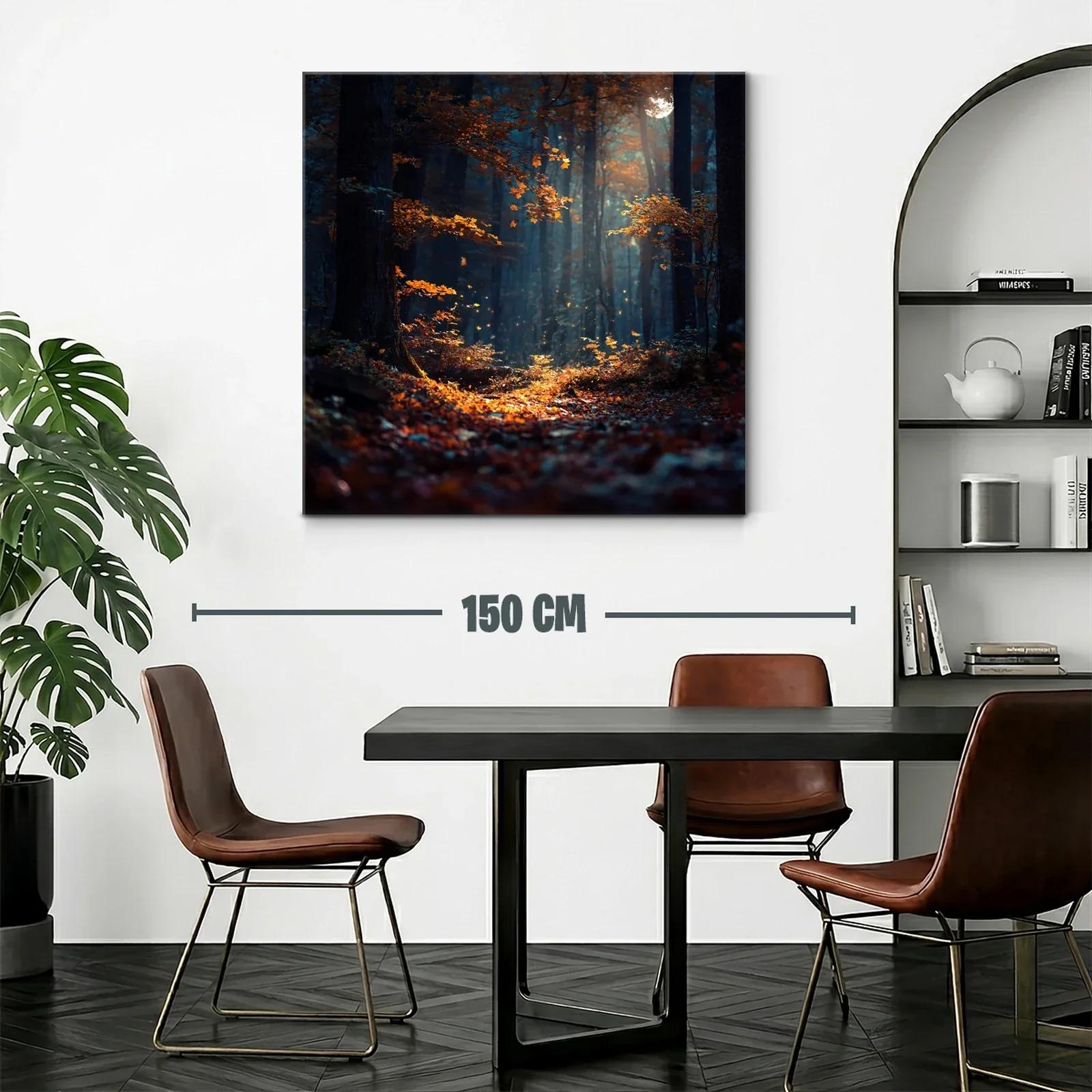 Bosque mágico iluminado entre sombras y hojas otoñales — miniatura 2