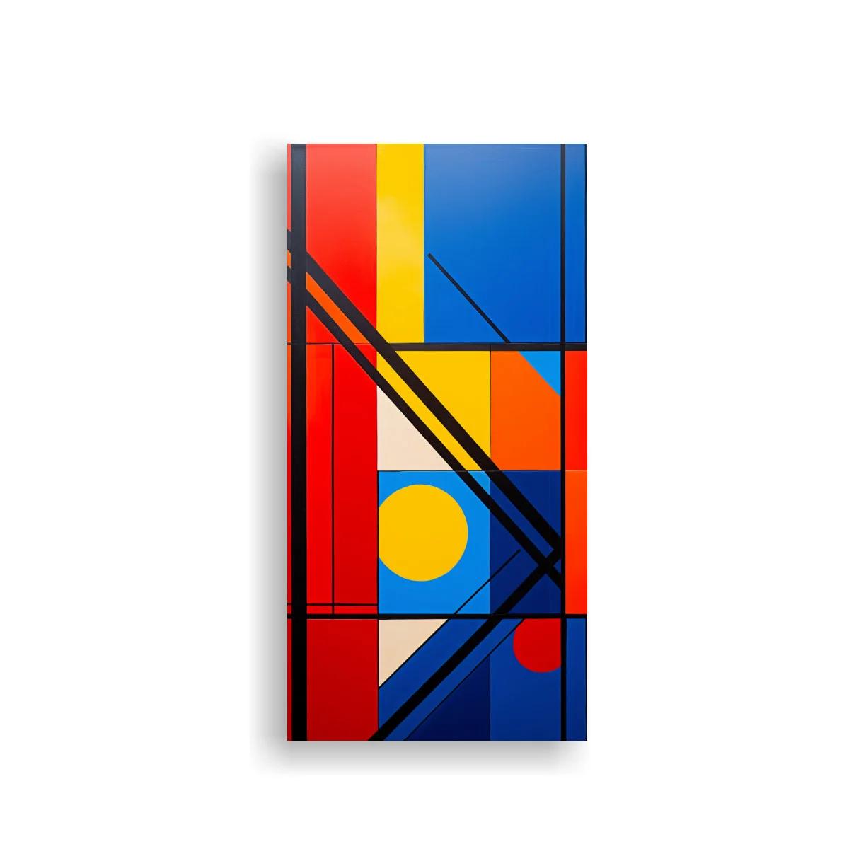 Cuadro composición geométrica con círculo amarillo y rojo