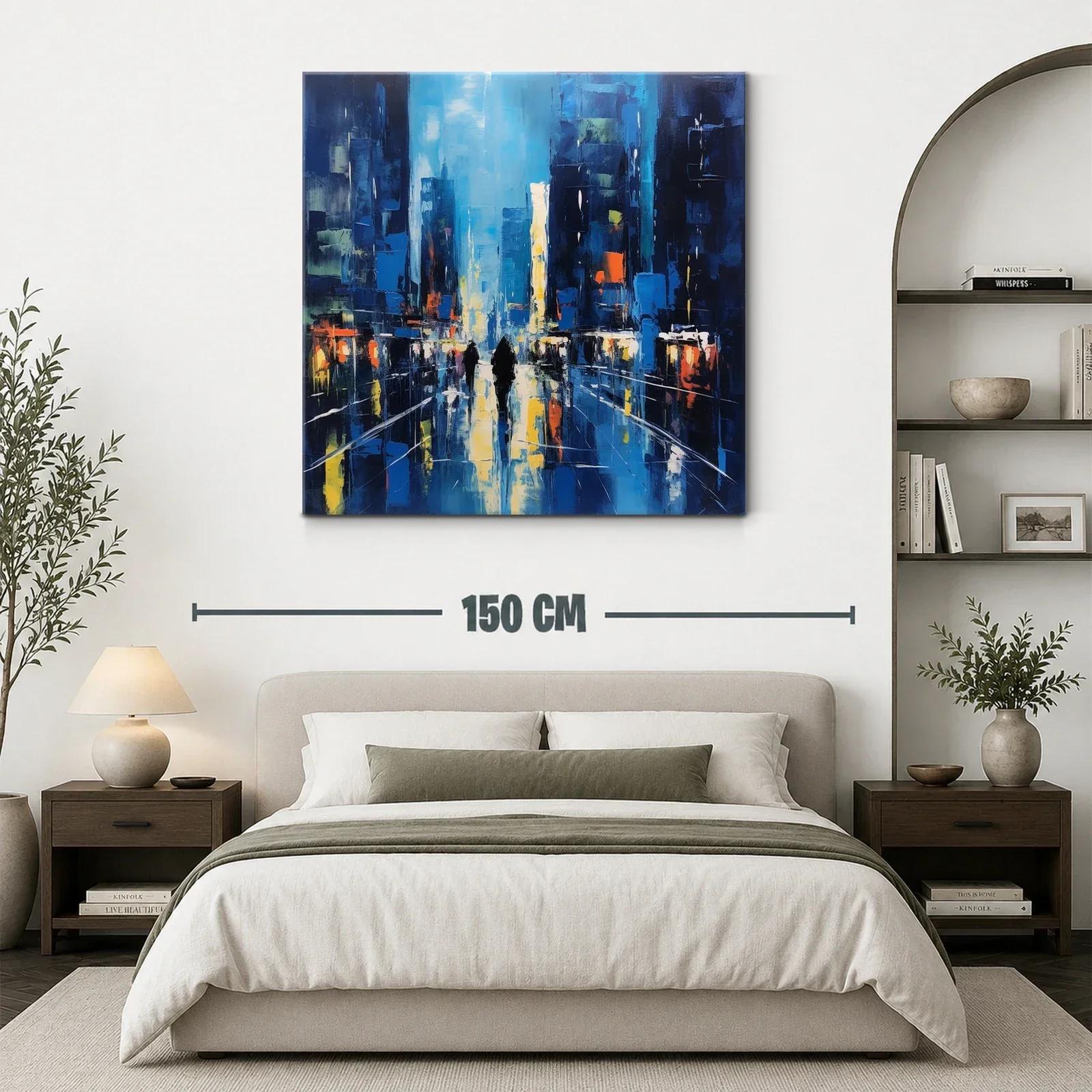 Paisaje urbano nocturno con reflejos vibrantes y figuras — miniatura 3