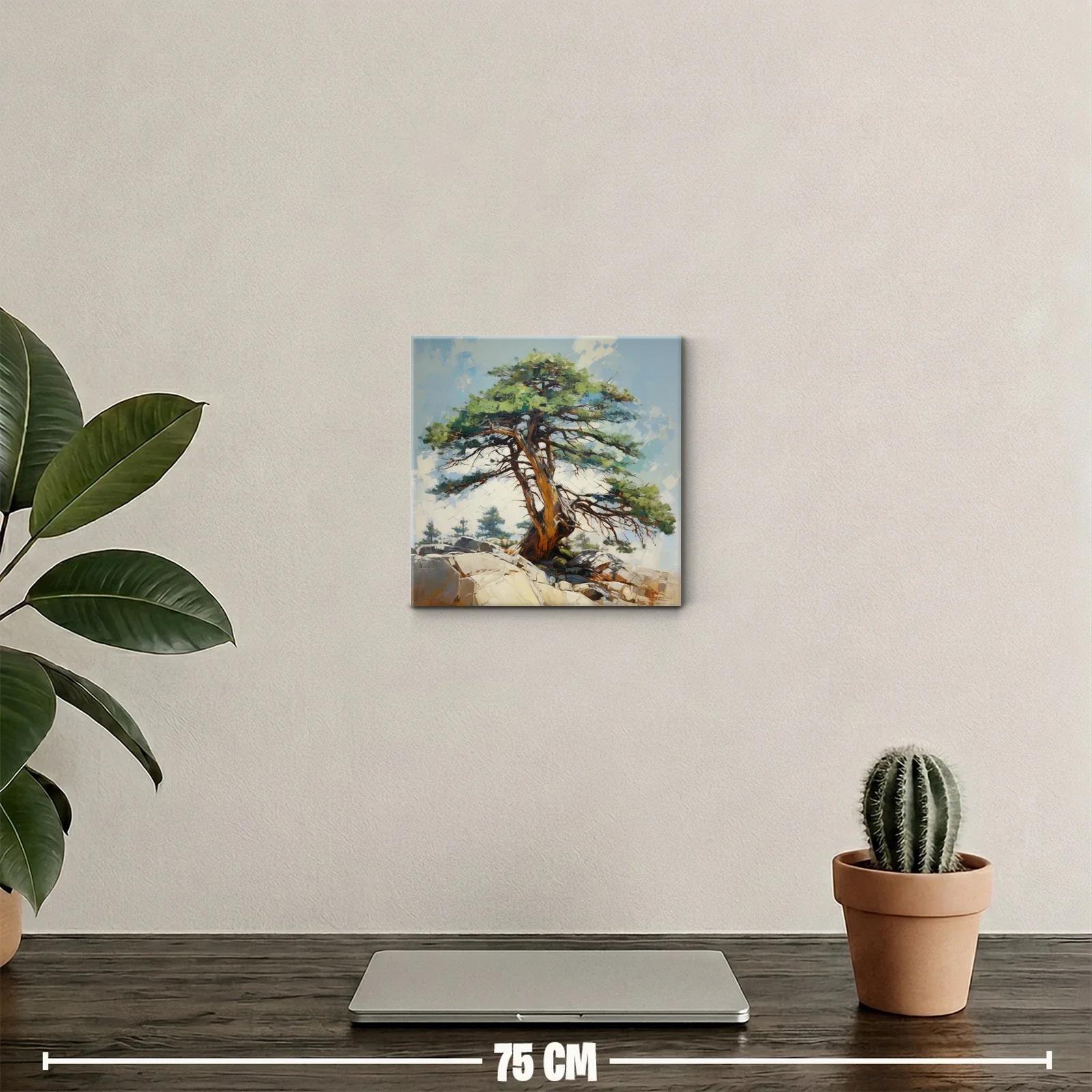 Árbol solitario en paisaje rocoso con cielo azul claro — miniatura 2