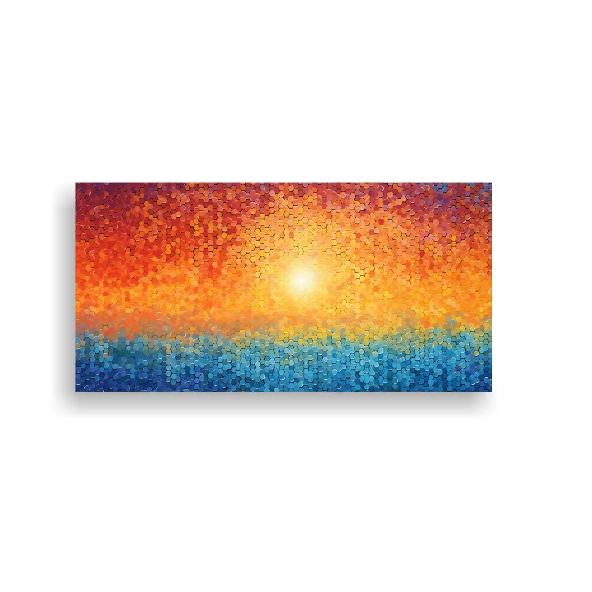 Cuadro sol sobre el mar con horizonte marcado