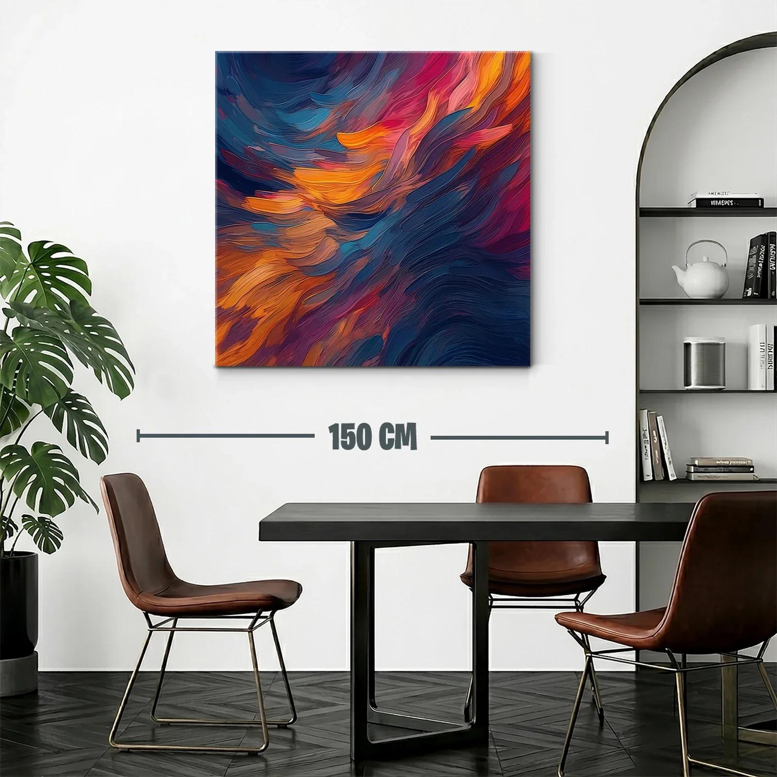 Cuadro abstracto con tonos cálidos y azules profundos — miniatura 2