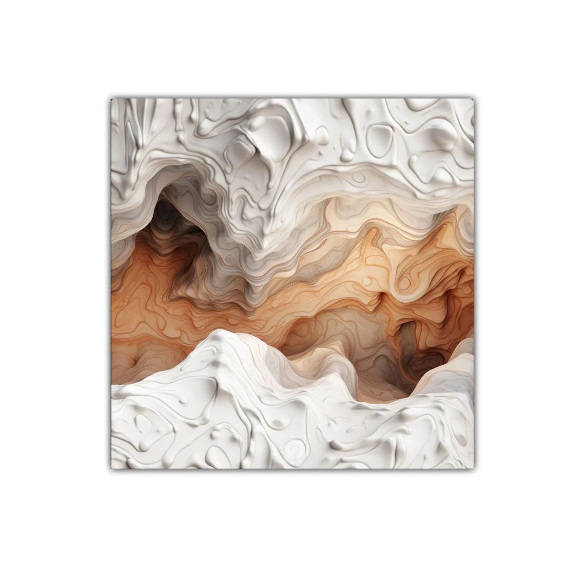 Arte abstracto con relieve en tonalidades tierra y blanco — imagen principal