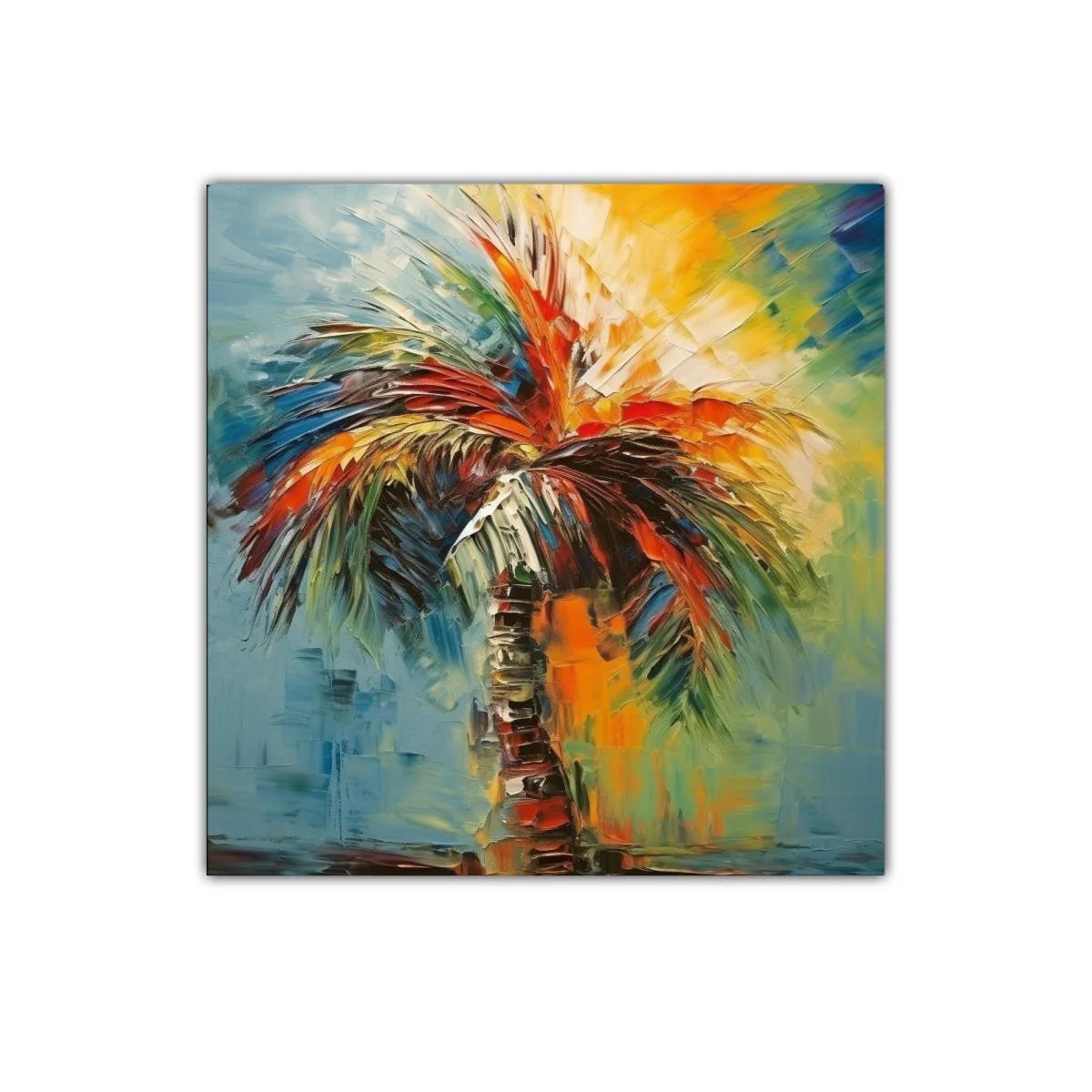 Palmira tropical con vibrantes tonos cálidos y fríos — imagen principal