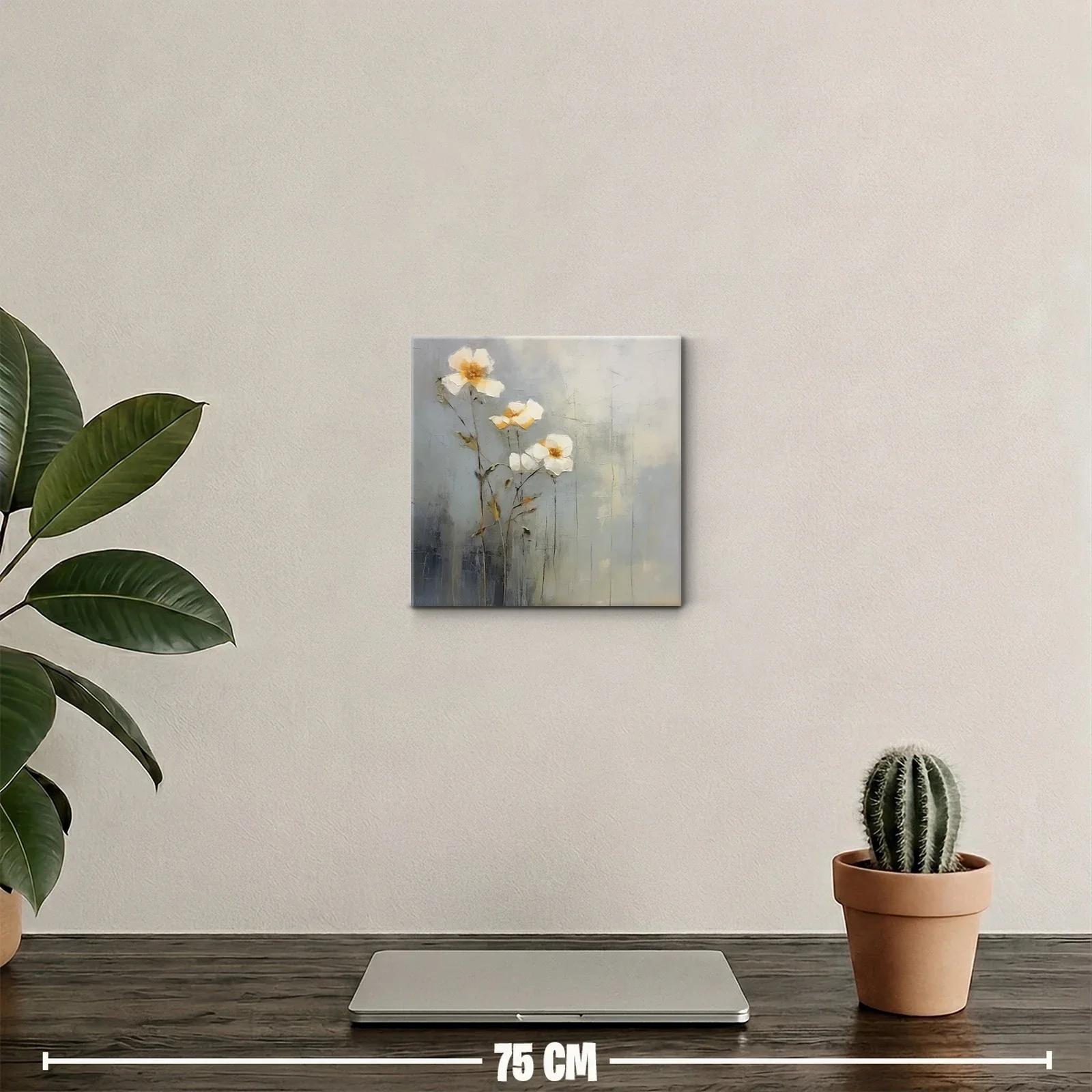 Cuadro decorativo con delicadas flores blancas y doradas — miniatura 2