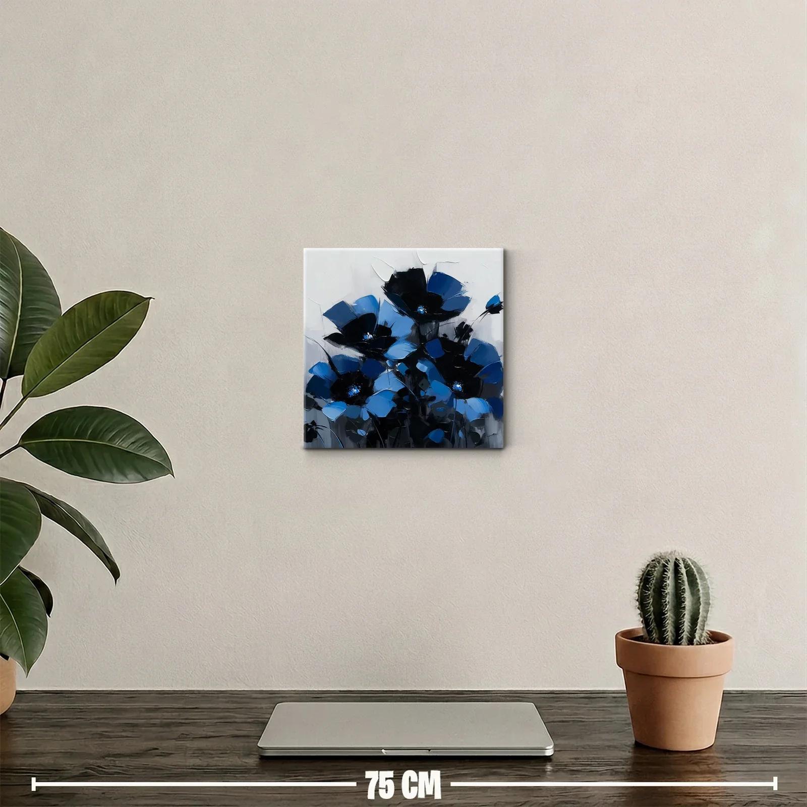 Cuadro floral en intensos tonos azul y negro — miniatura 2
