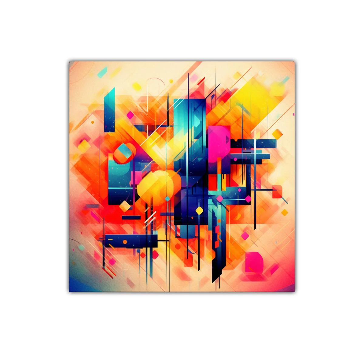 Explosión abstracta de colores vibrantes y formas geométricas
