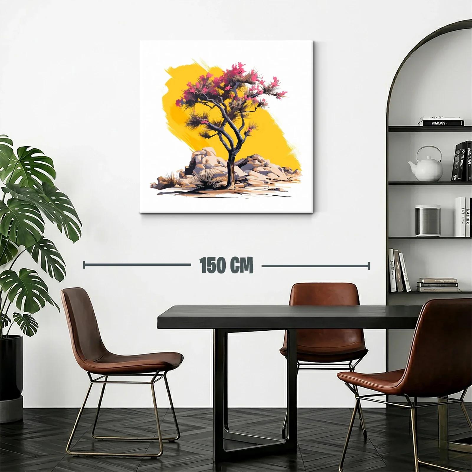 Árbol floreciente con fondo amarillo vibrante — miniatura 2