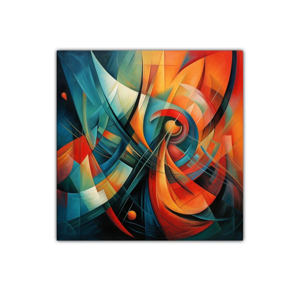Composición abstracta con dinámicas formas y colores intensos