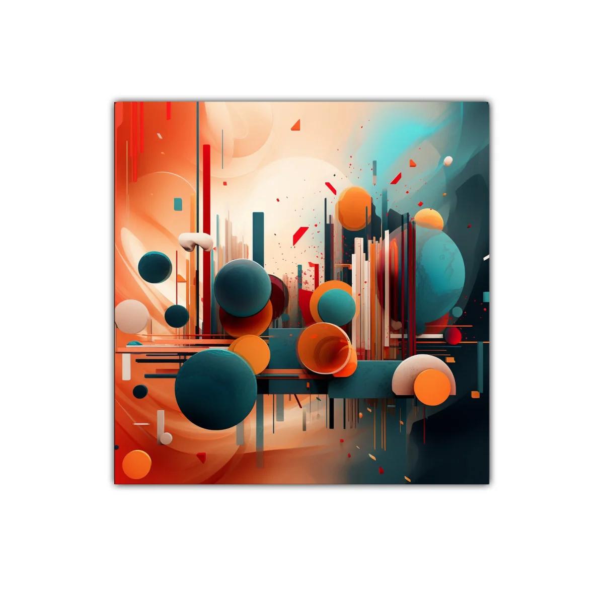 Composición abstracta con formas geométricas y tonos cálidos