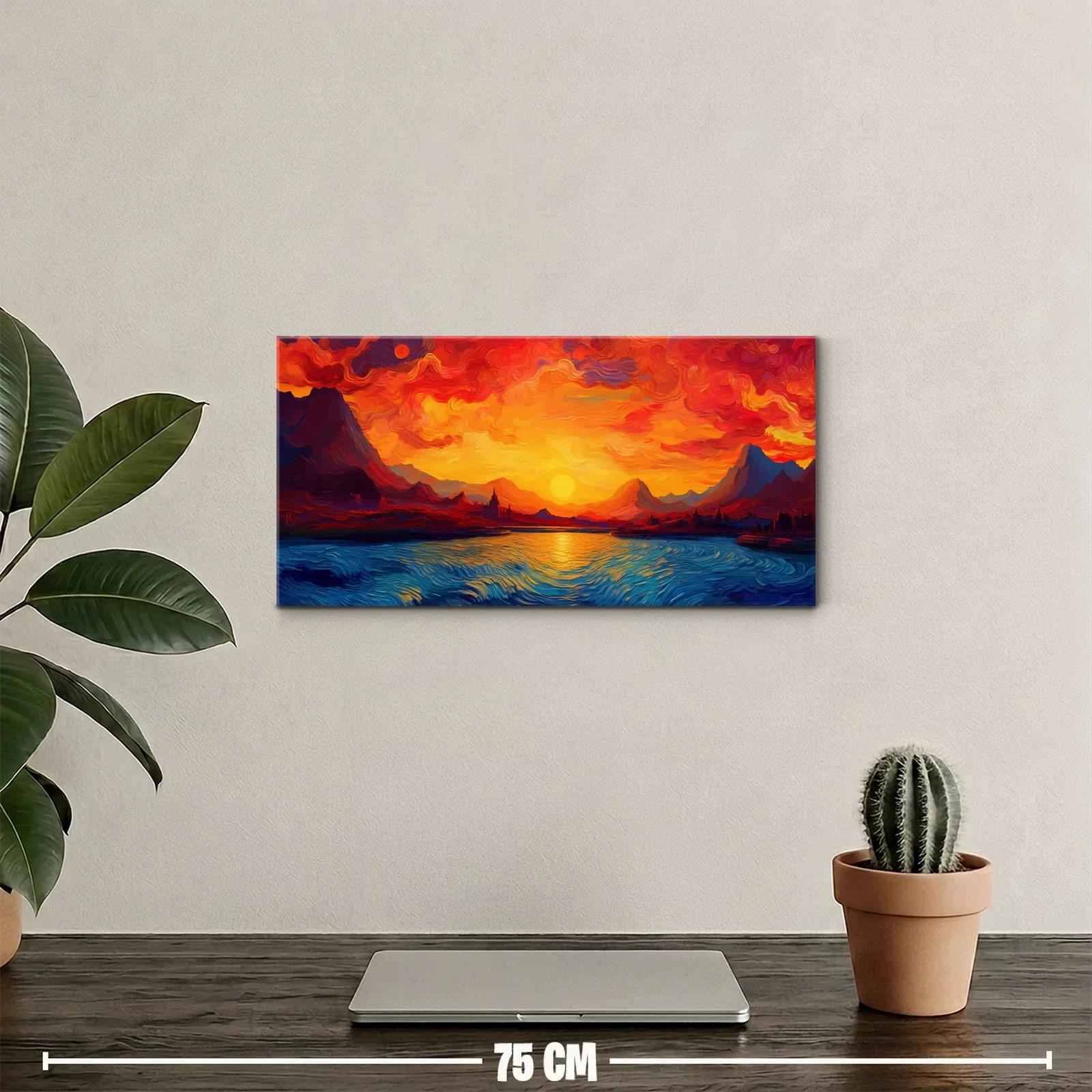 Cuadro atardecer sobre un lago entre montañas — miniatura 2