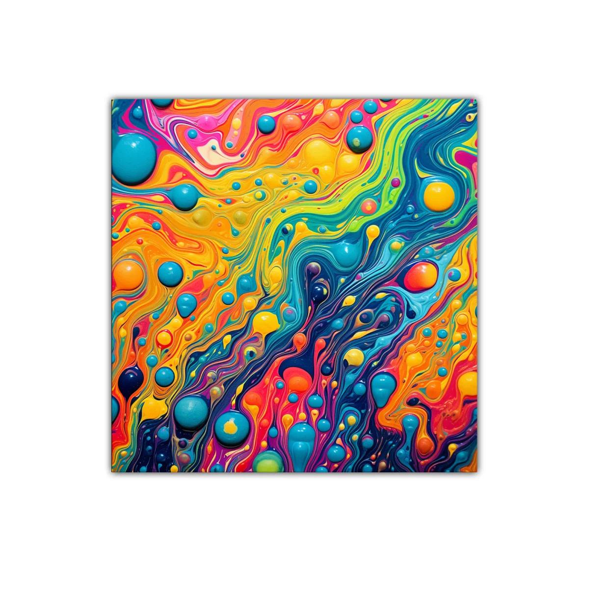Cuadro abstracto vibrante con colores intensos y formas dinámicas