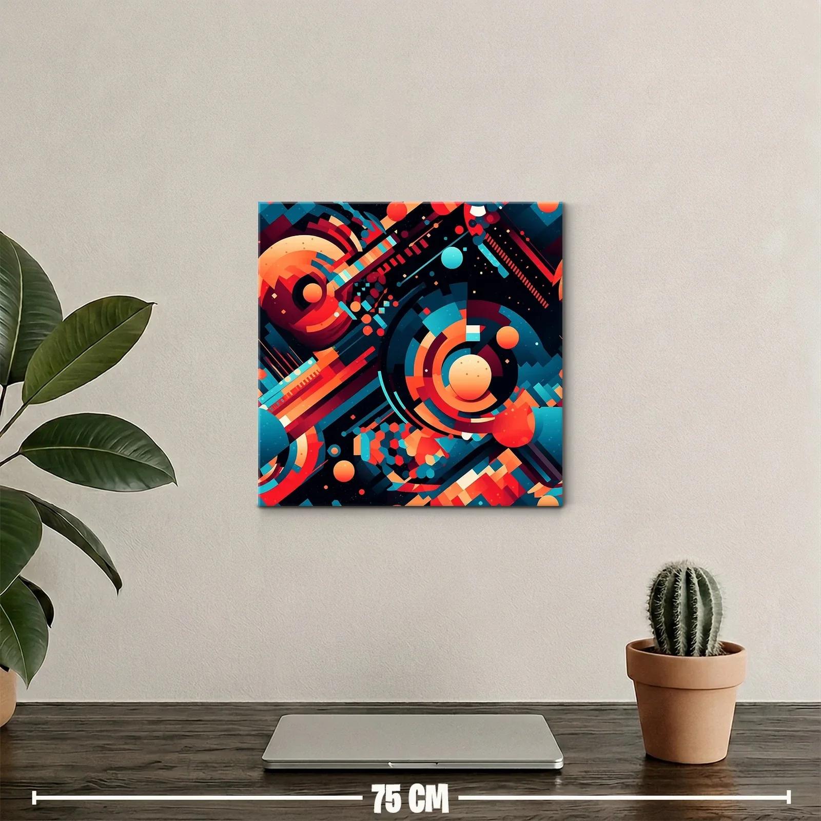Composición geométrica en tonos cálidos y fríos abstracta — miniatura 2