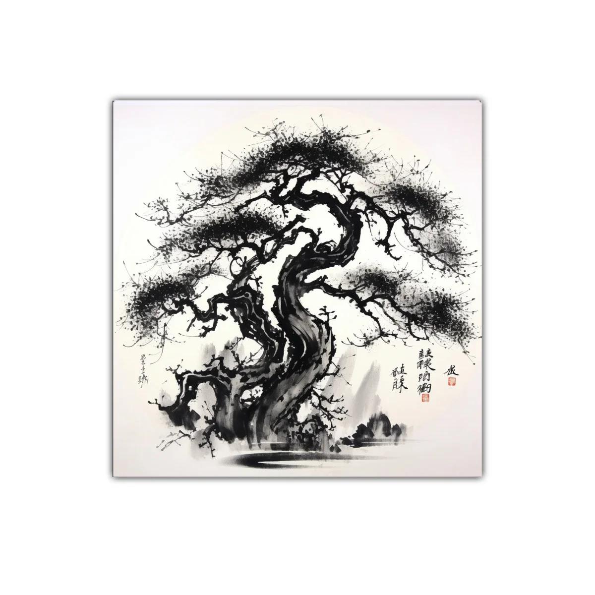 Árbol estilizado en tinta china con movimiento natural — imagen principal