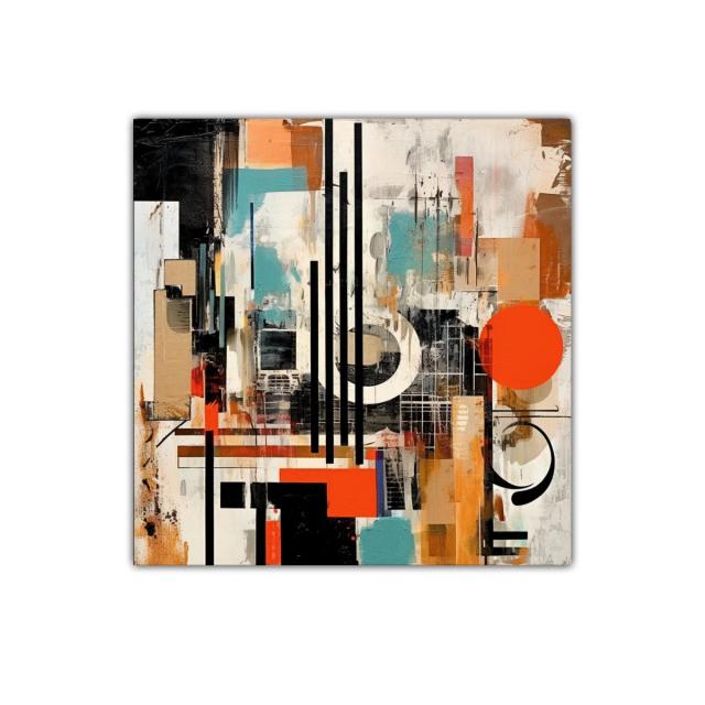 Composición abstracta con formas geométricas y colores vibrantes