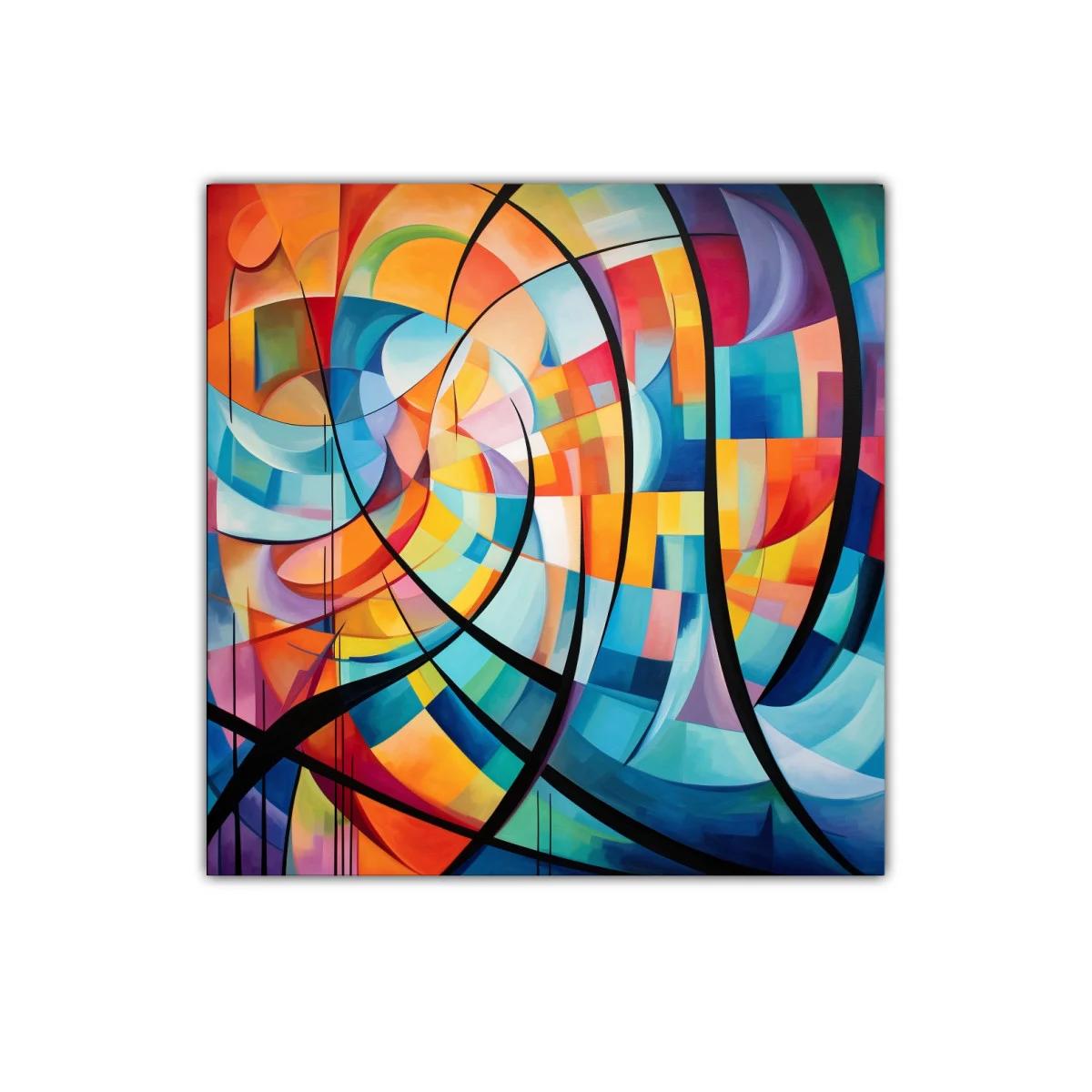 Cuadro abstracto con formas curvas y colores vibrantes — imagen principal