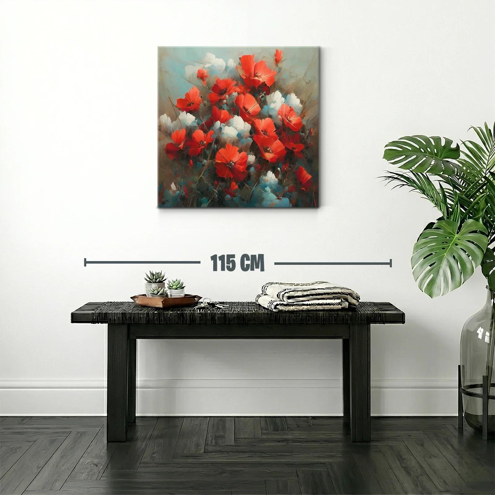 Cuadro floral con vibrantes amapolas rojas y detalles blancos — miniatura 2