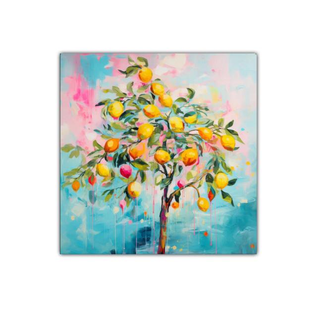 Cuadro decorativo árbol de limones vibrante y colorido