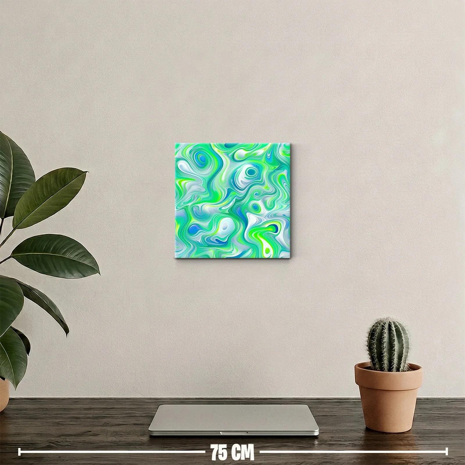 Cuadro decorativo abstracto en tonos verdes y azules vibrantes — miniatura 2