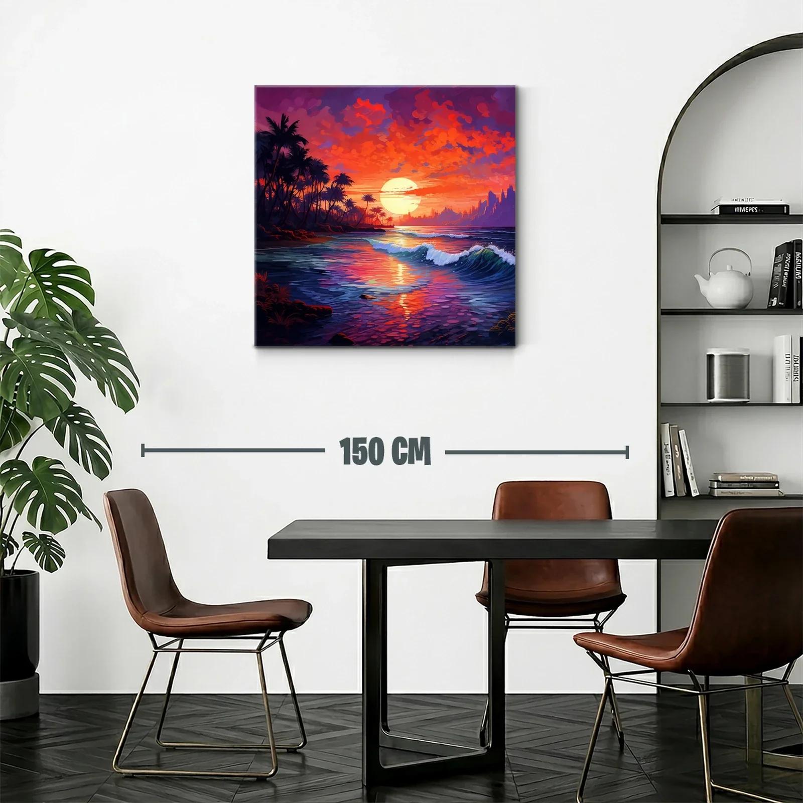 Atardecer vibrante sobre la costa tropical con palmeras — miniatura 2