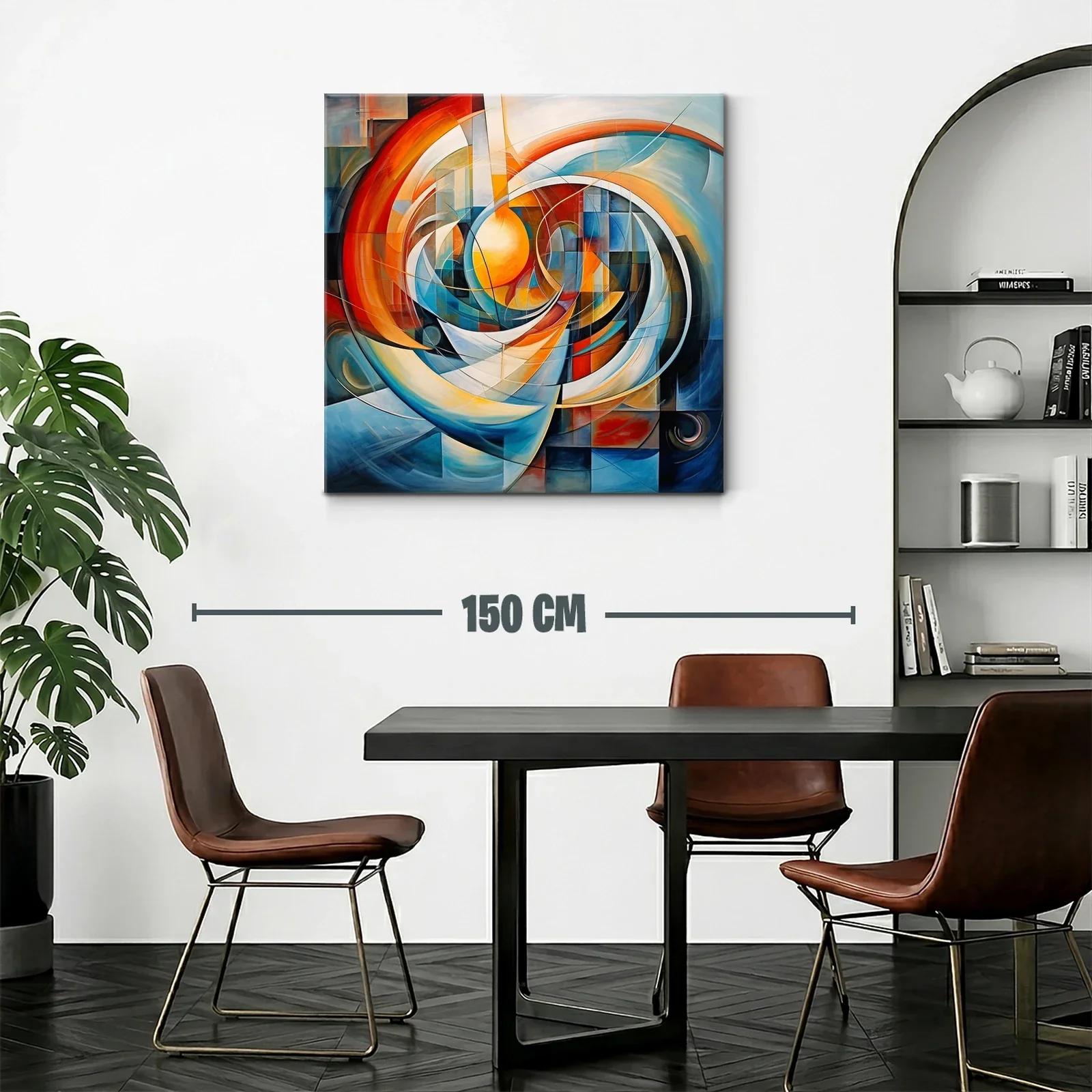 Composición abstracta con círculos y tonos cálidos y fríos — miniatura 2