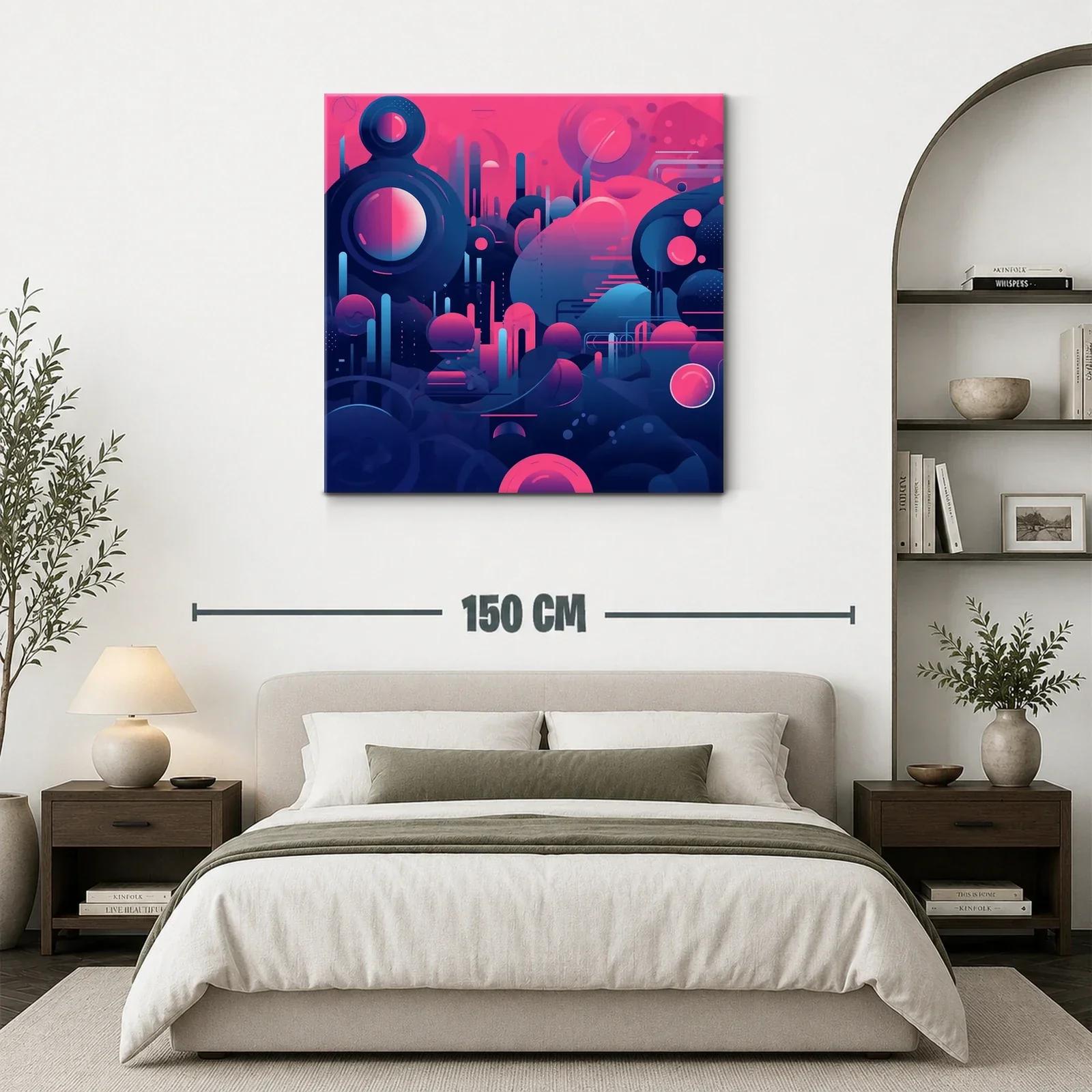 Composición abstracta futurista en tonos azul y rosa brillante — miniatura 3