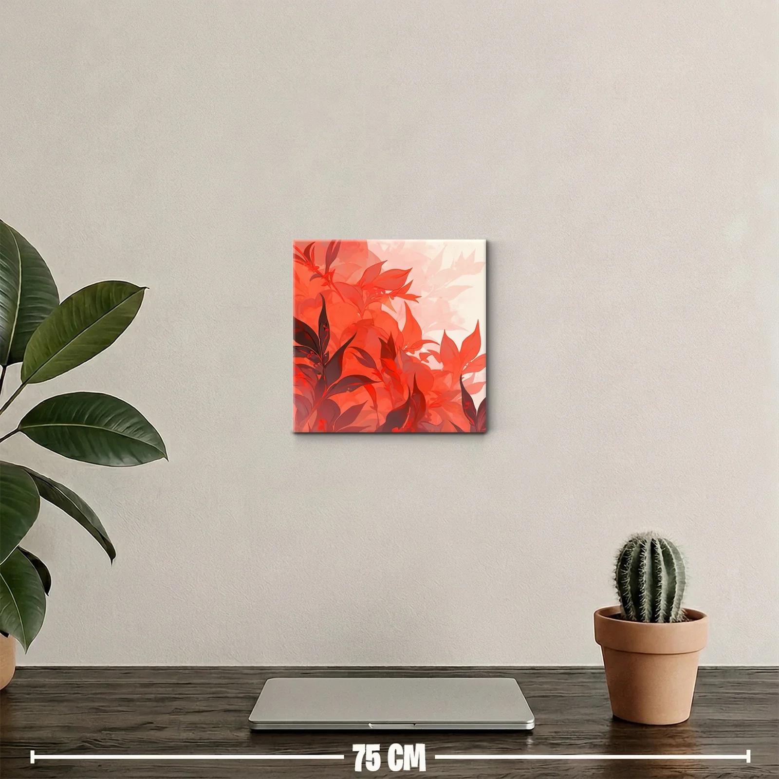 Cuadro decorativo con motivos florales en tonos rojos vibrantes — miniatura 2