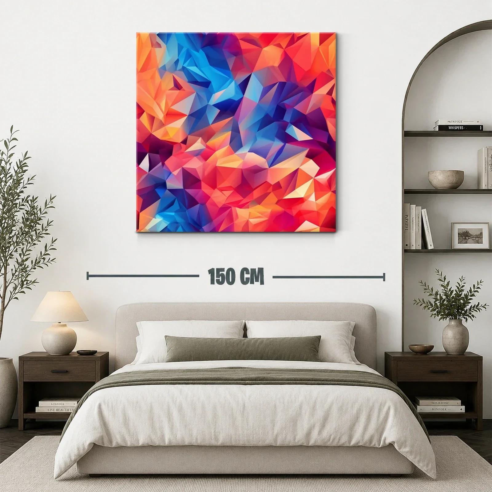 Cuadro abstracto con tonos vibrantes en formas geométricas — miniatura 3