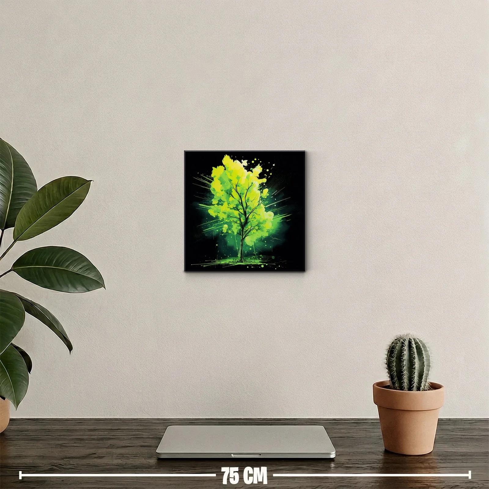 Cuadro vibrante de árbol con tonos verdes y negros — miniatura 2