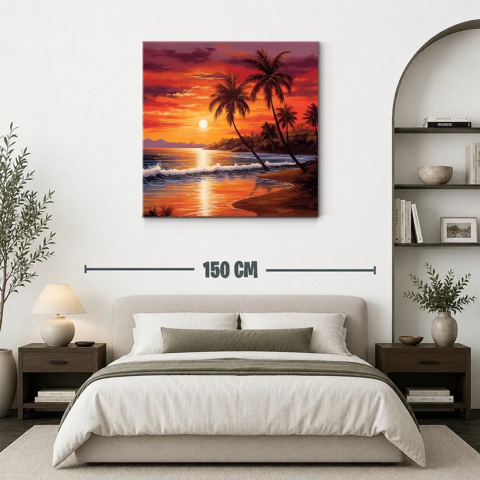 Atardecer tropical con palmeras en playa serena — miniatura 3