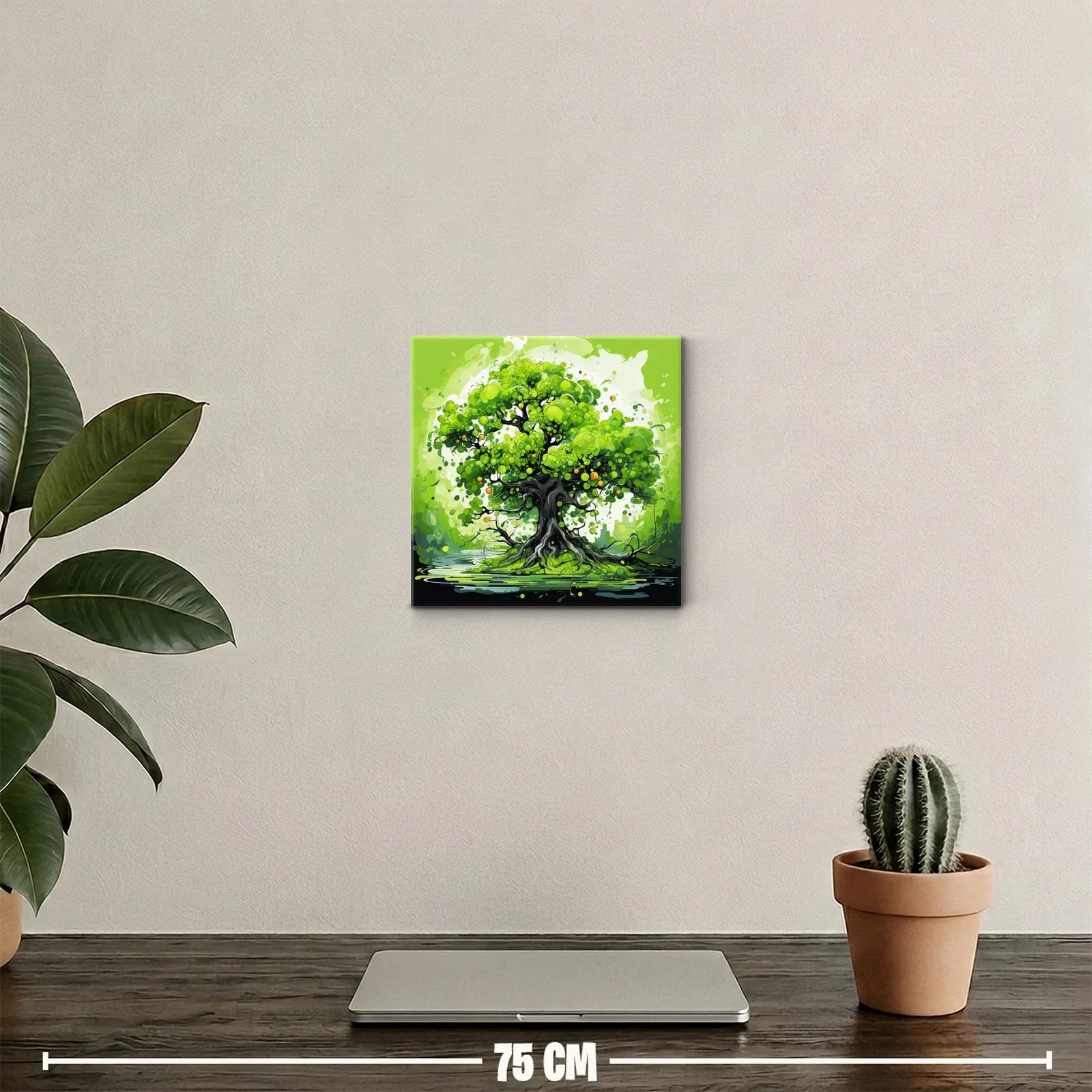 Árbol con vibrantes tonos verdes y detalles en naranja — miniatura 2