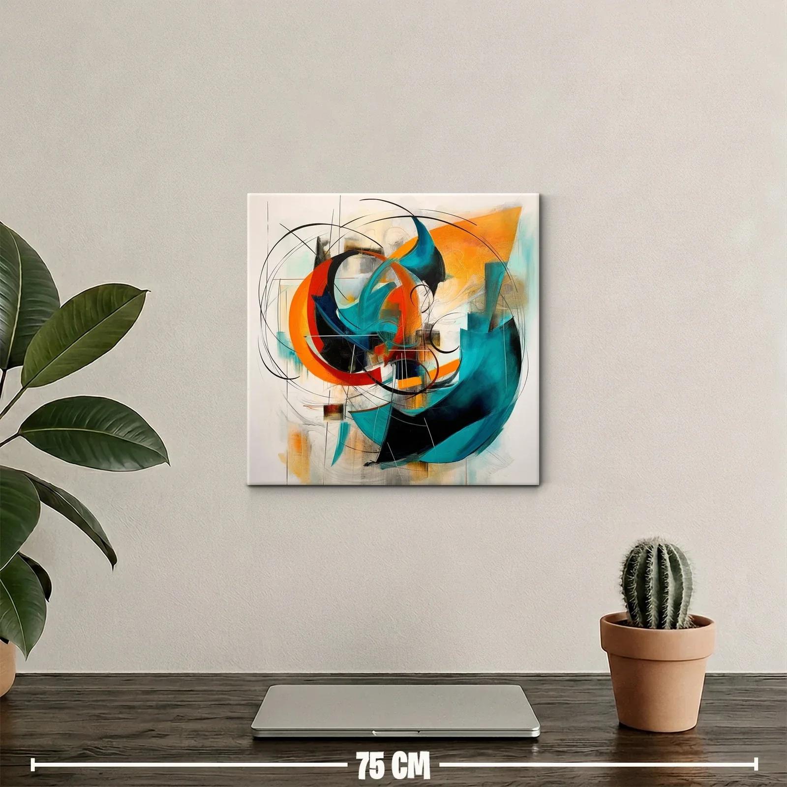 Cuadro abstracto con formas dinámicas en tonos vibrantes — miniatura 2