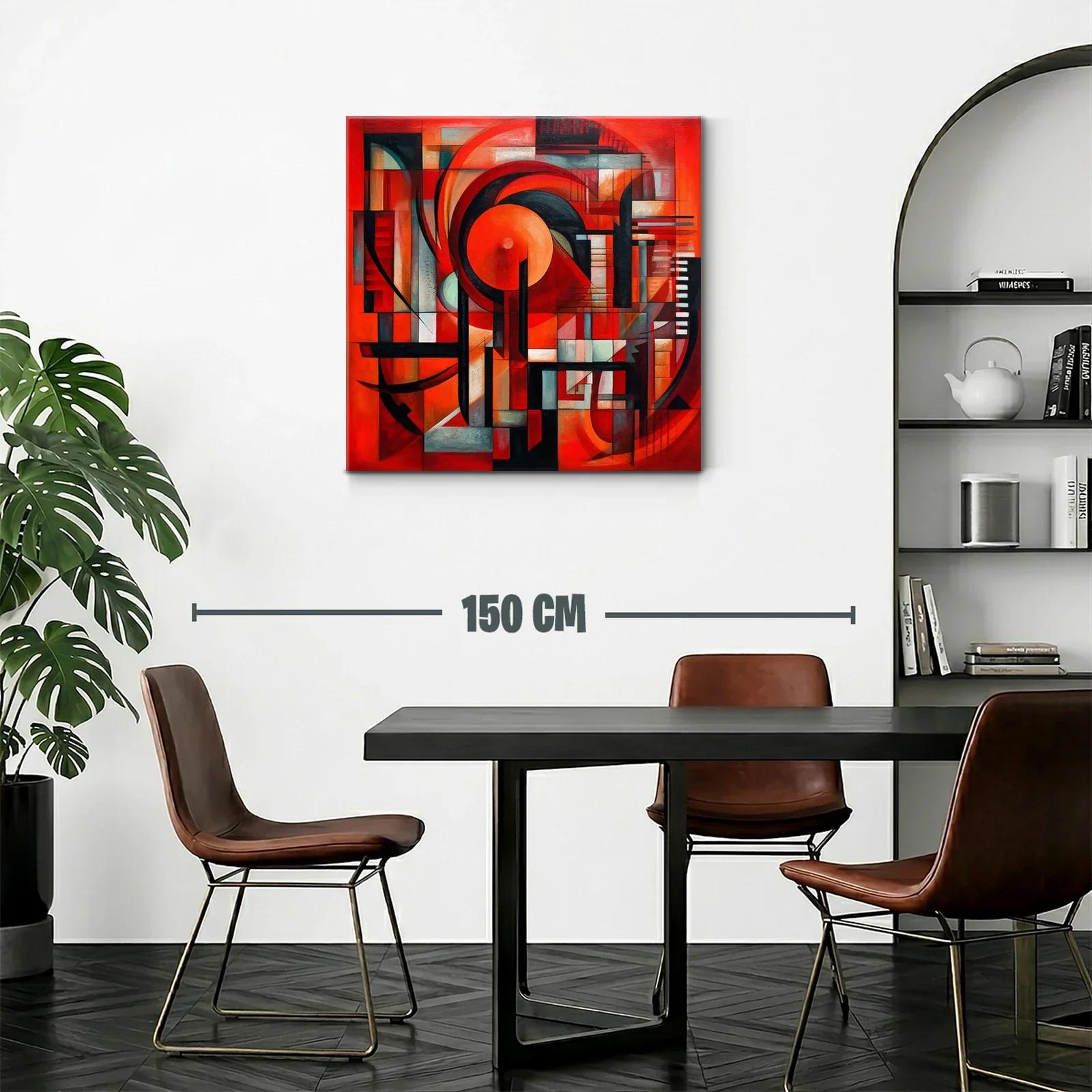Composición geométrica dinámica en tonos rojos vibrantes — miniatura 2