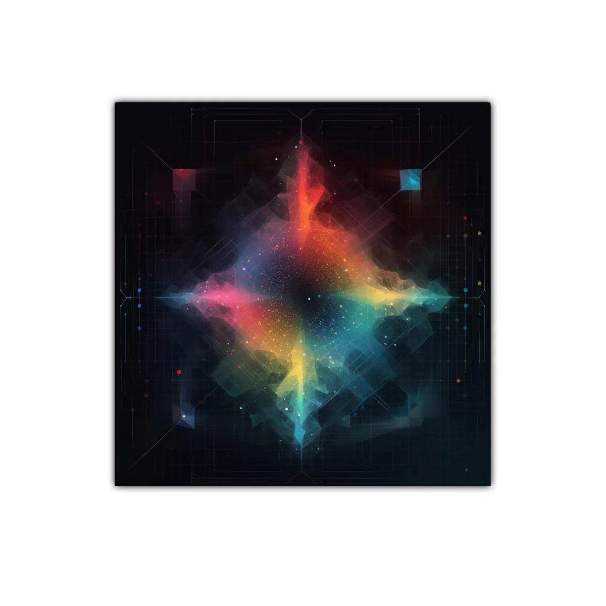 Cuadro vibrante con explosión de colores en forma geométrica — imagen principal