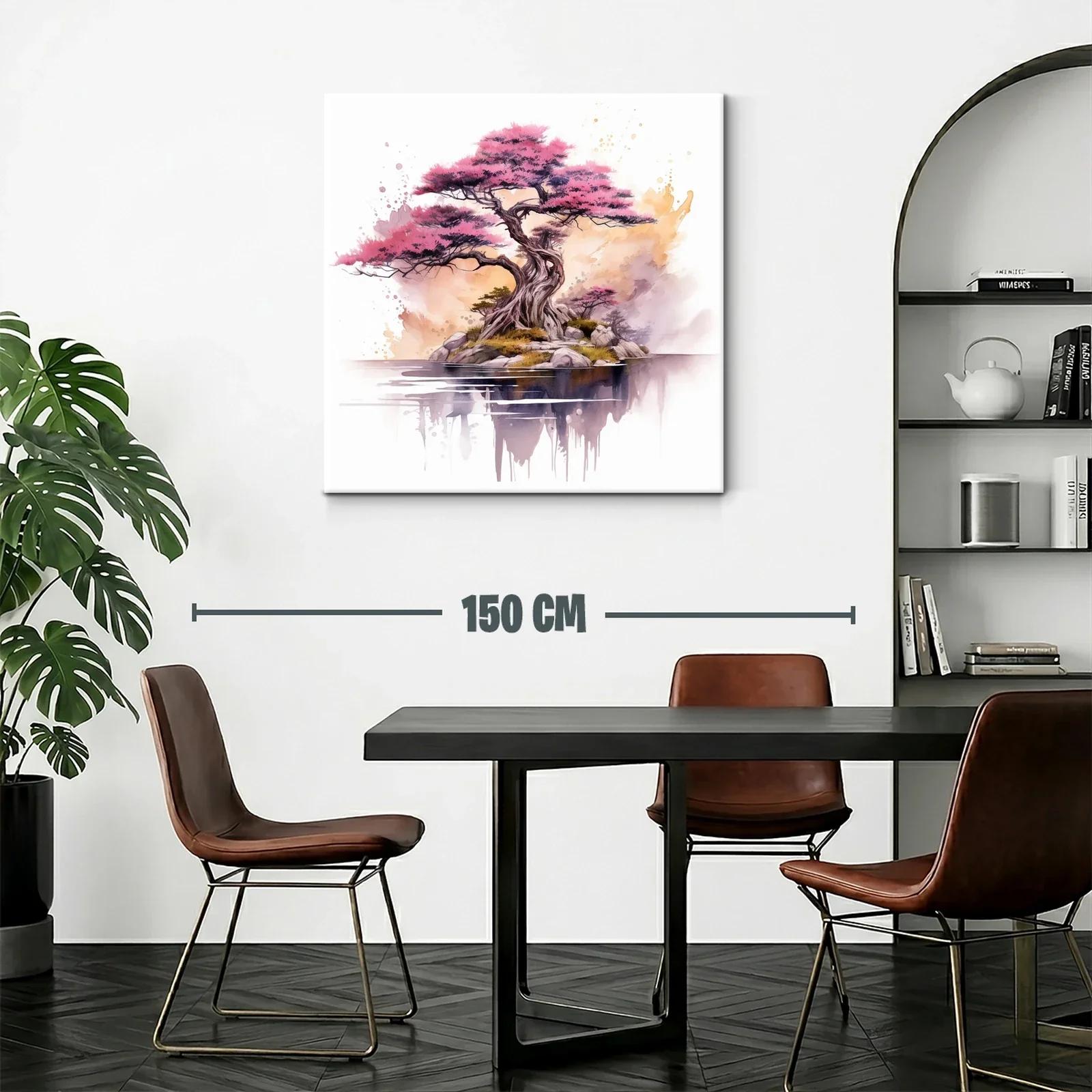 Árbol de Sakura en Isla con Reflejo y Toques Acuarelados — miniatura 2