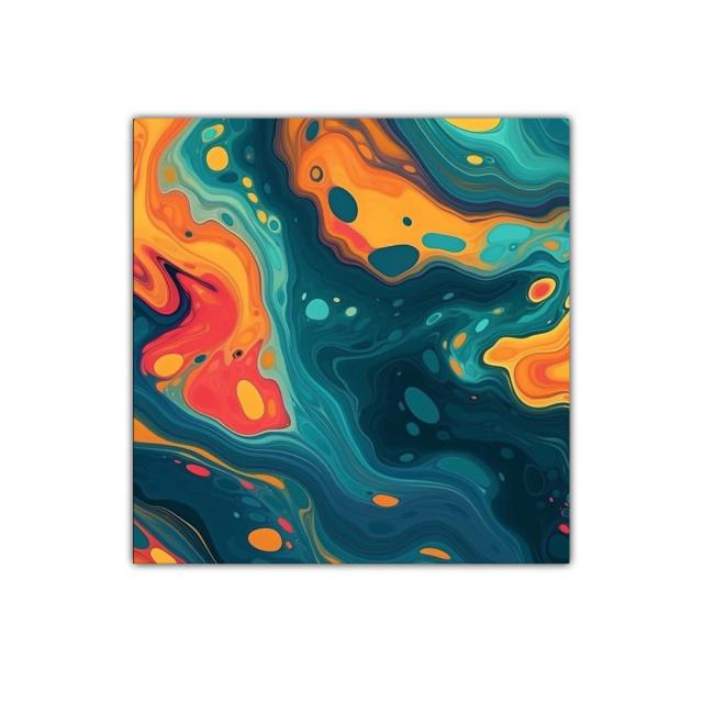 Cuadro abstracto con vibrantes colores cálidos y fríos