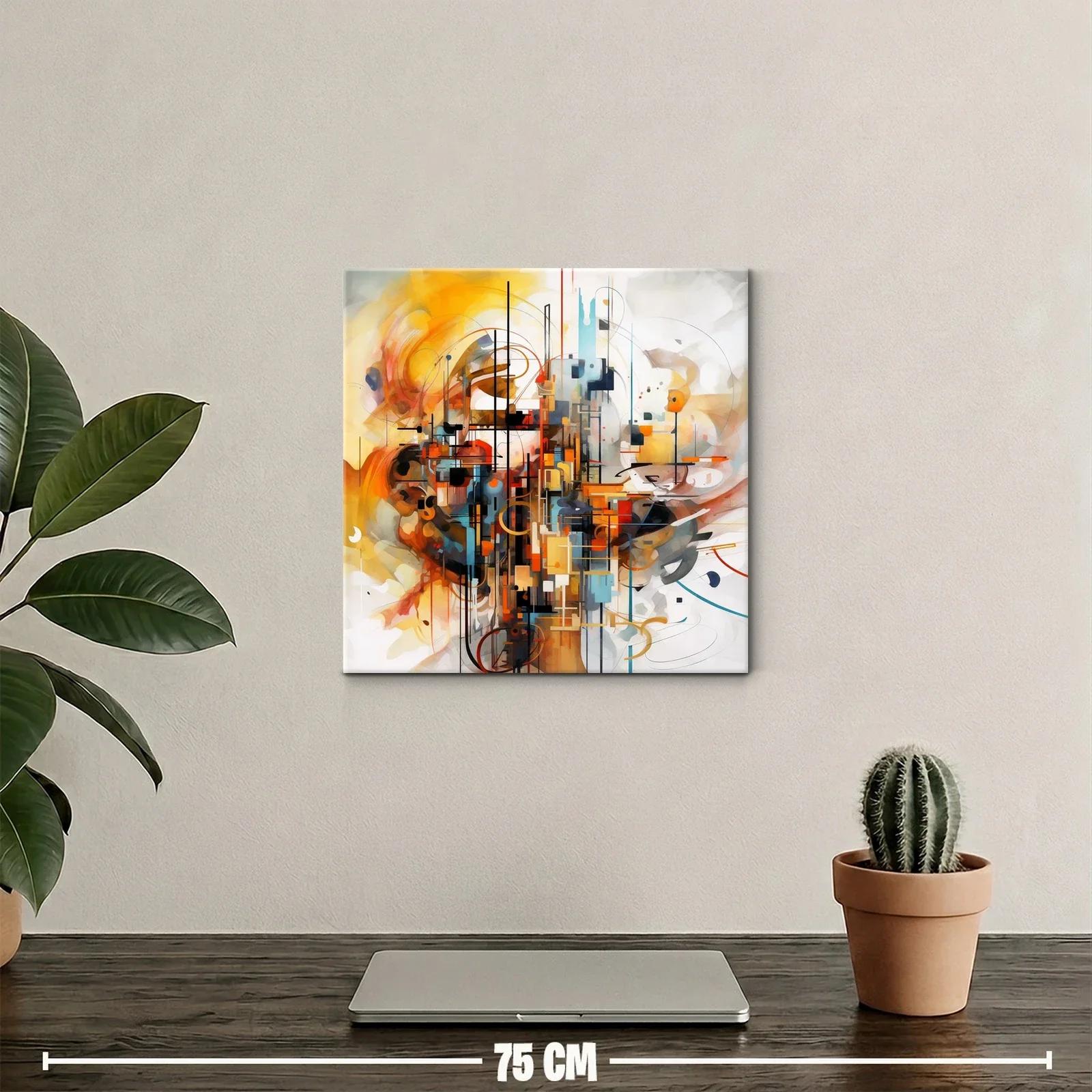 Composición abstracta con tonos cálidos y estructura dinámica — miniatura 2
