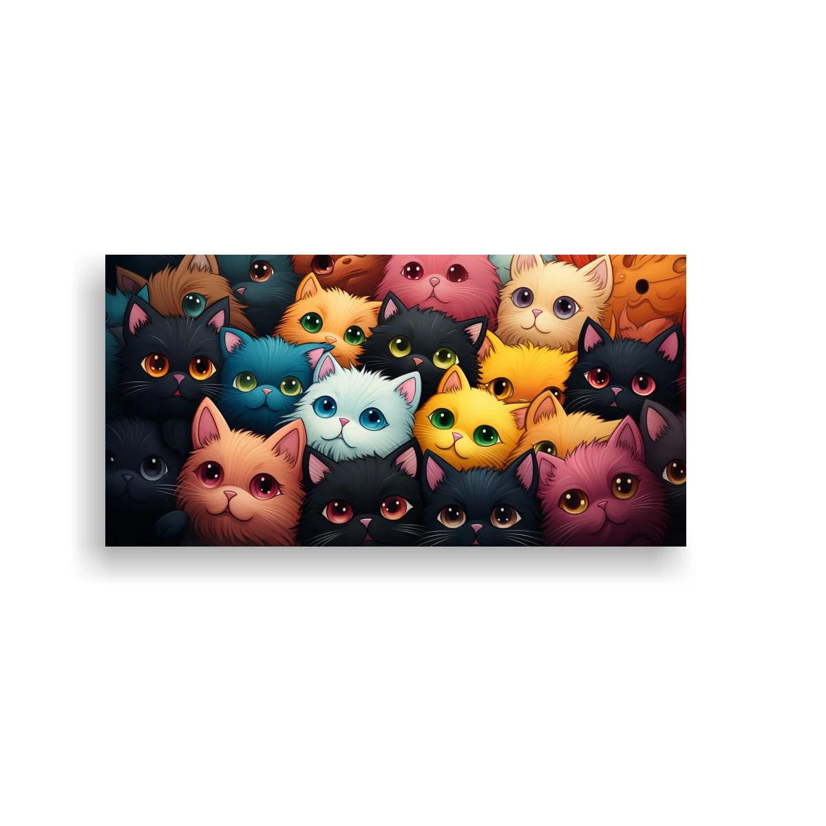 Cuadro grupo de gatos de colores sin apenas espacio vacío