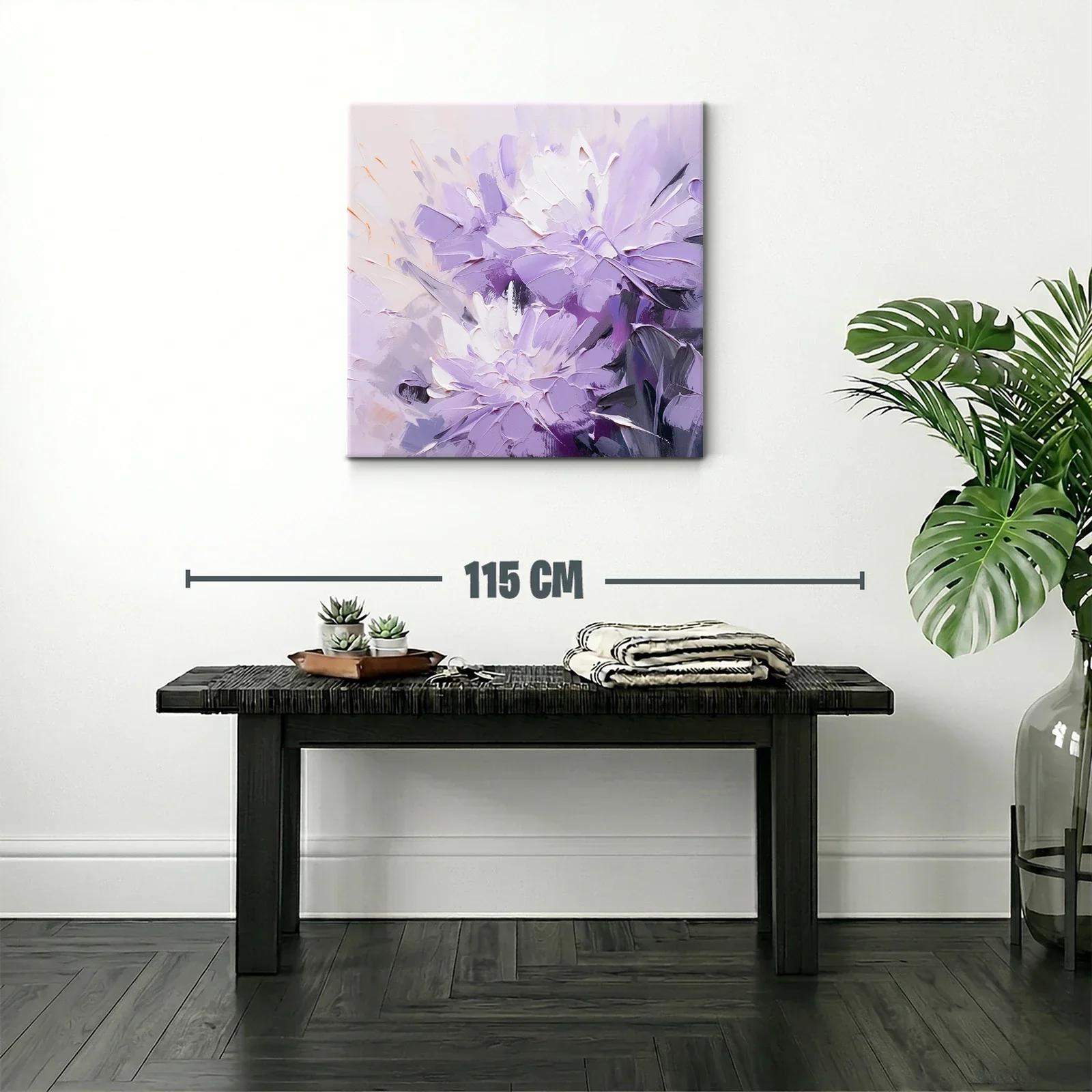Cuadro flores lilas con toques de blanco y gris elegante — miniatura 2