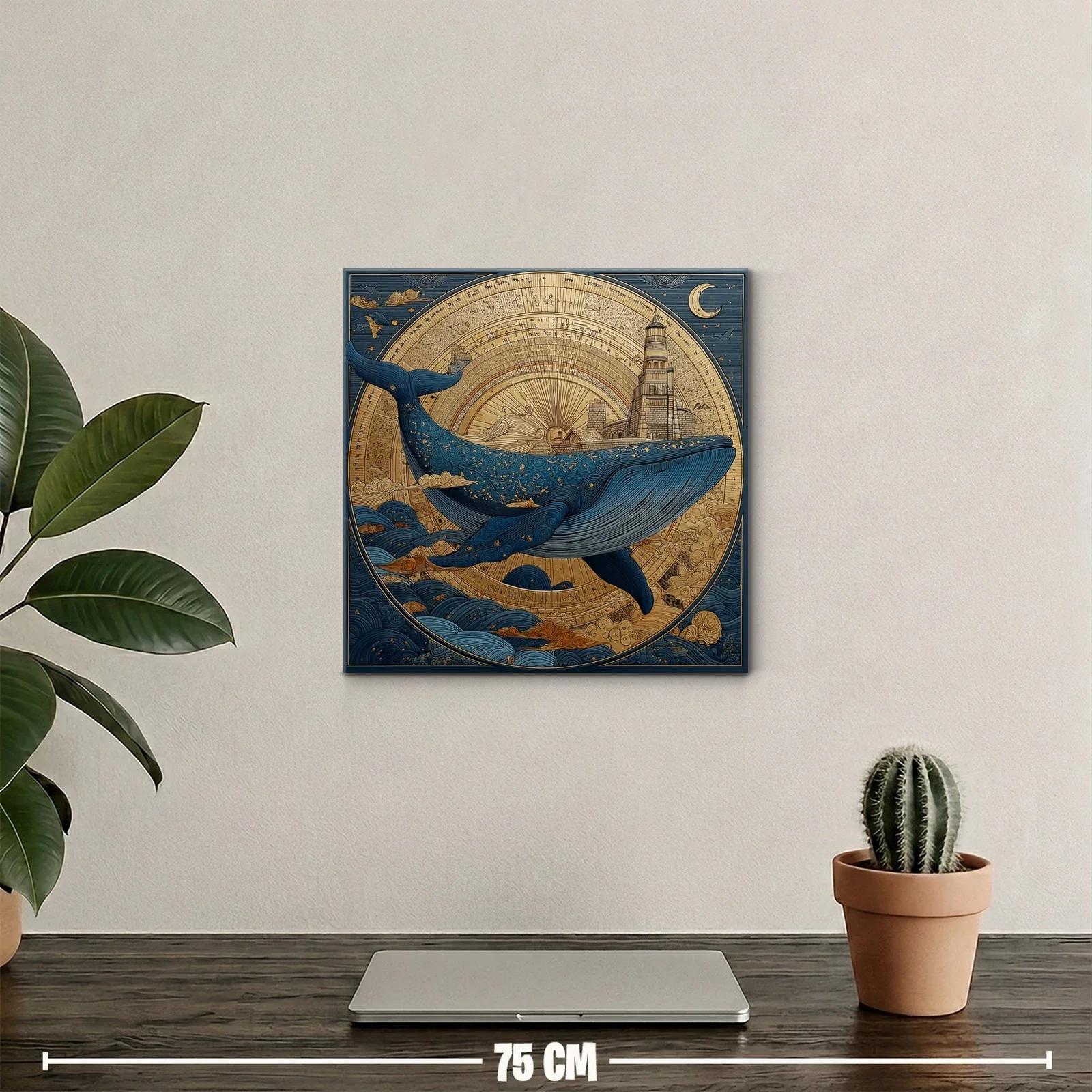 Impresionante ballena azul con faro y cielo estrellado — miniatura 2
