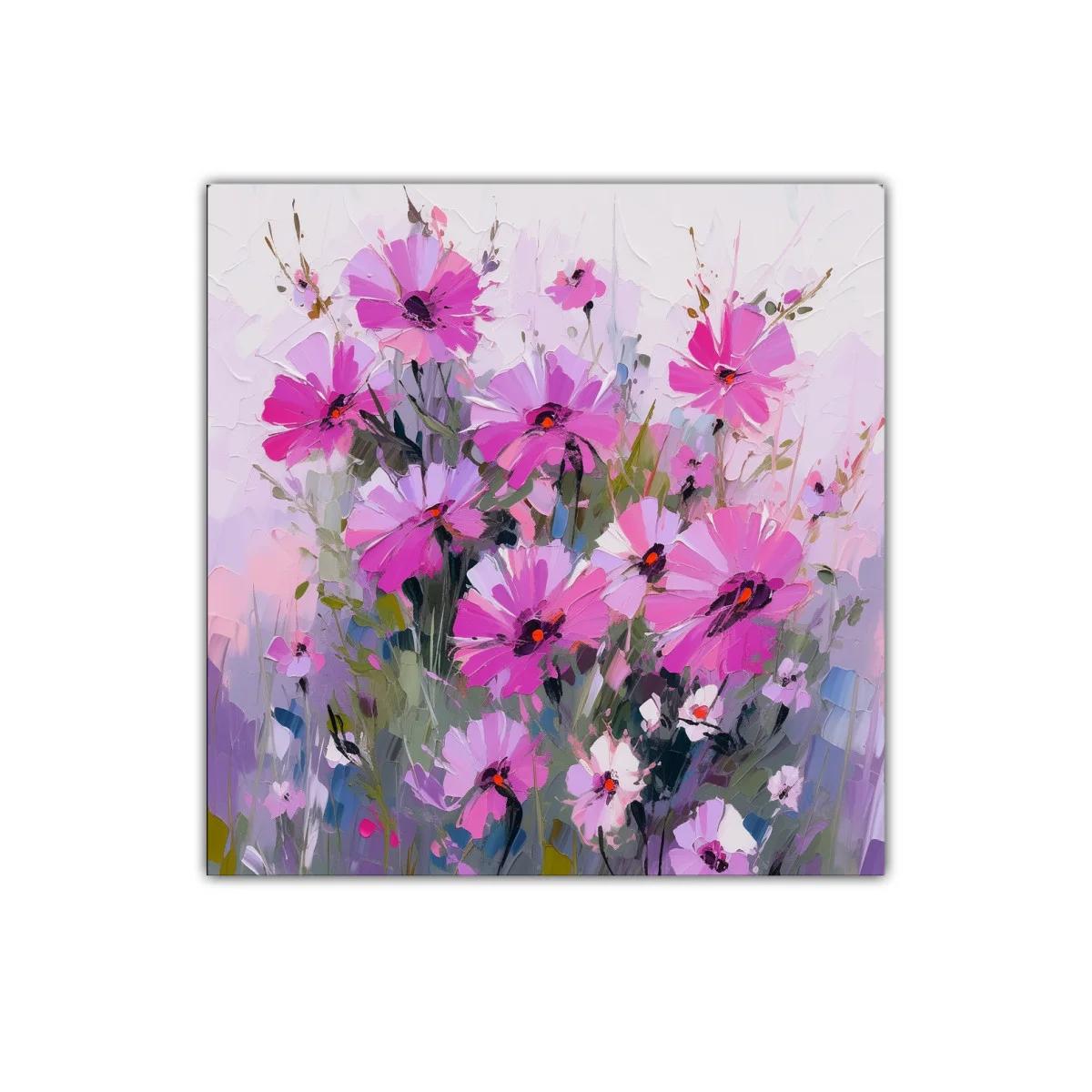 Cuadro decorativo con flores vibrantes en tonos rosa y lila — imagen principal