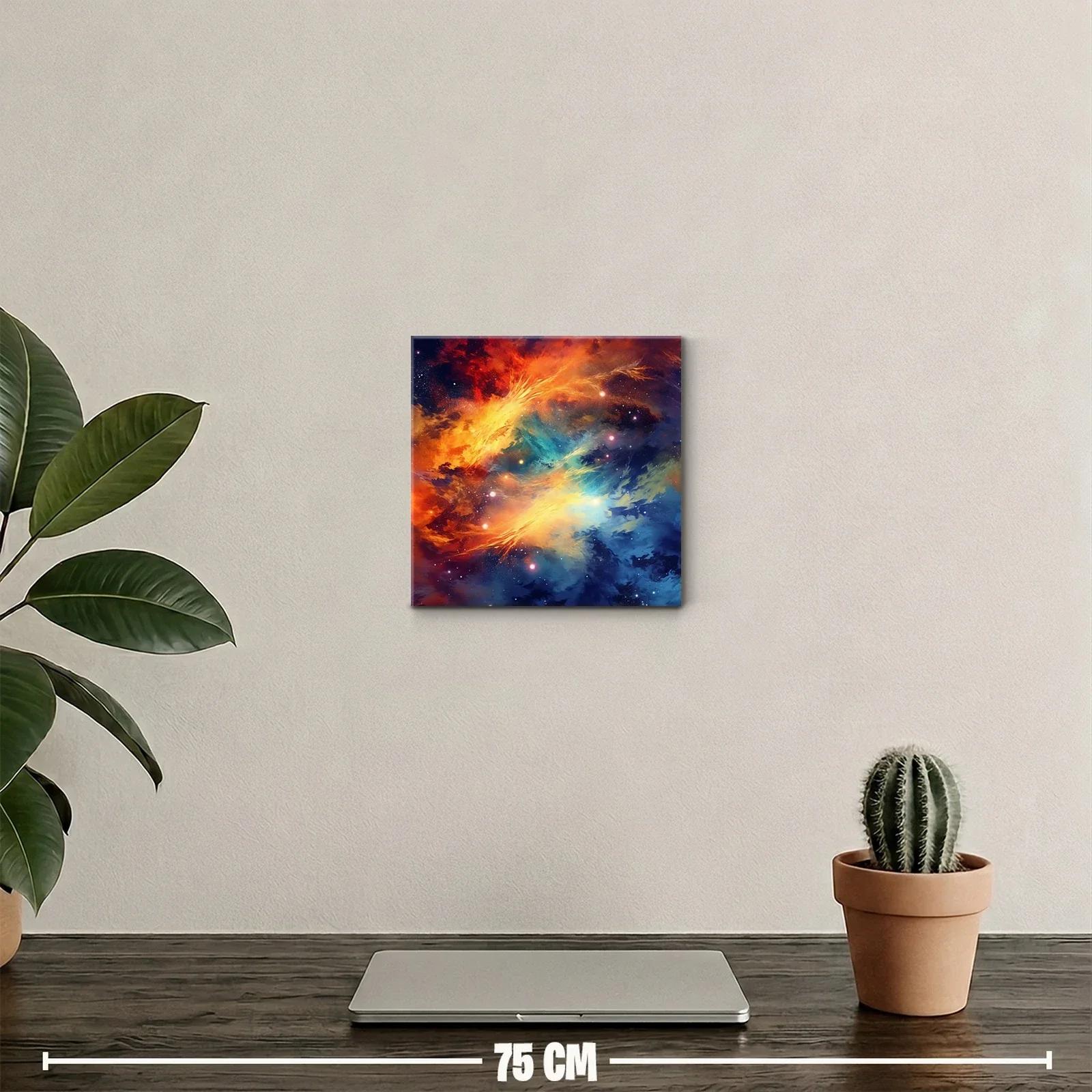 Cuadro abstracto con explosión cósmica de colores vibrantes — miniatura 2