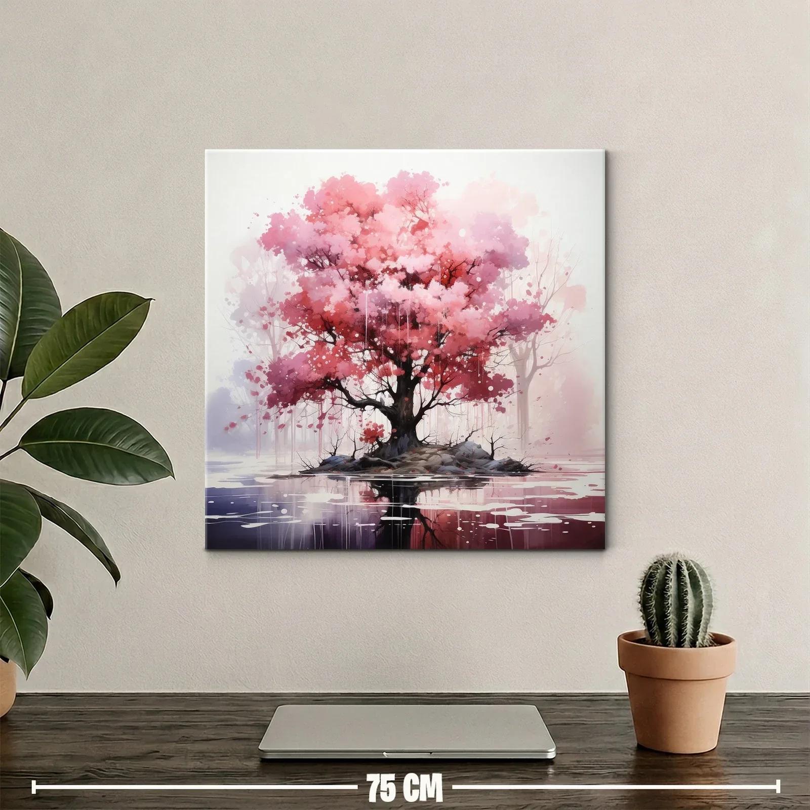 Árbol en tonos rosados con reflejo sereno — miniatura 2