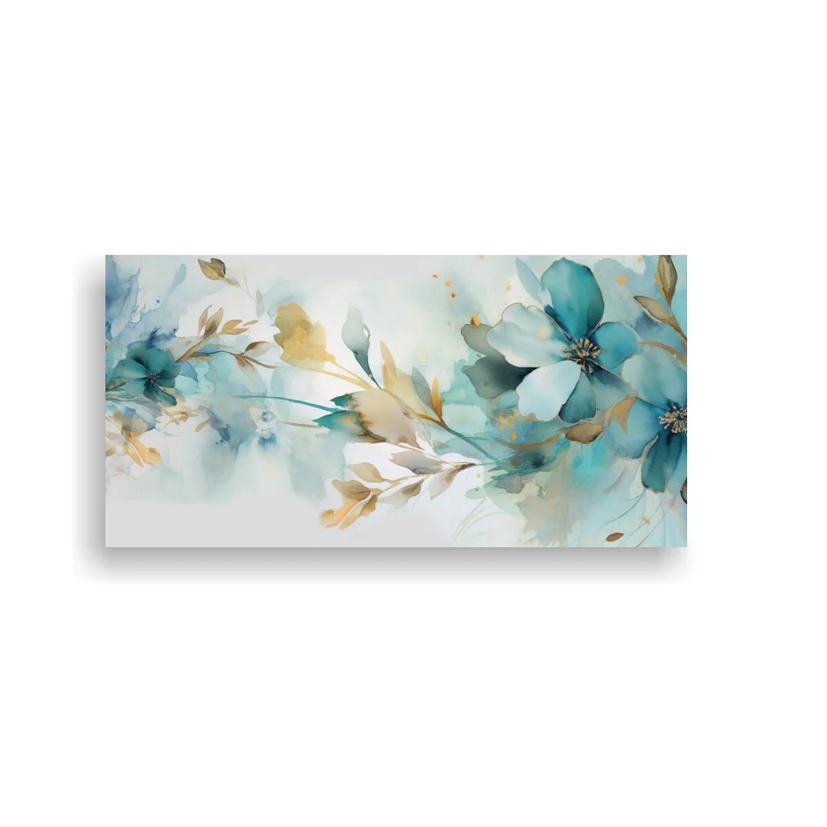 Cuadro flores azules tipo magnolia con ramas entrelazadas