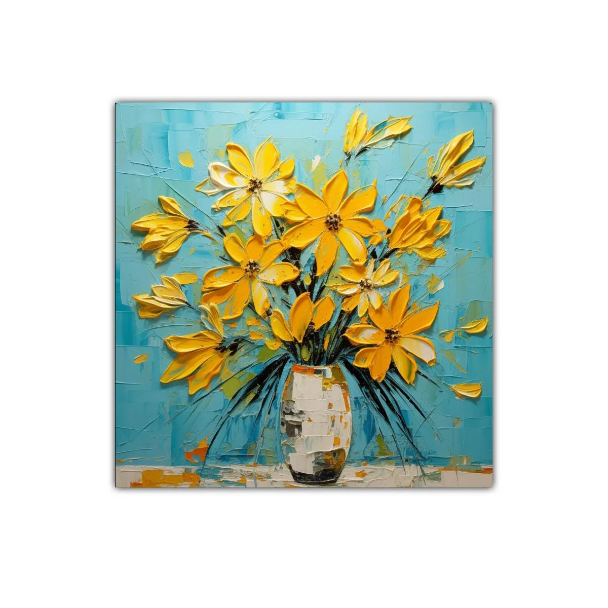 Cuadro decorativo con ramo de flores amarillas vibrantes — imagen principal