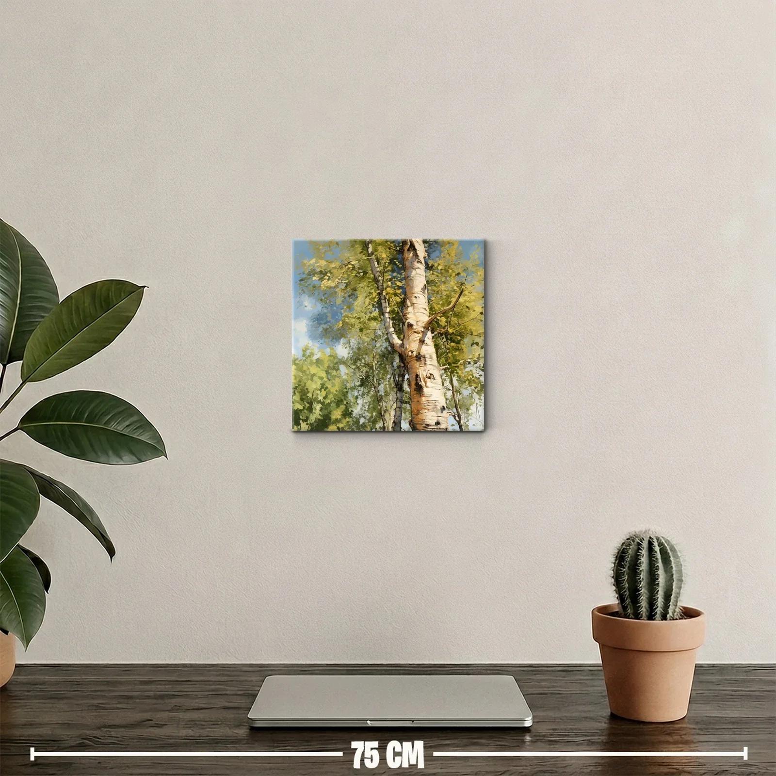 Árbol de abedul con follaje en tonos verdes y cielo azul — miniatura 2