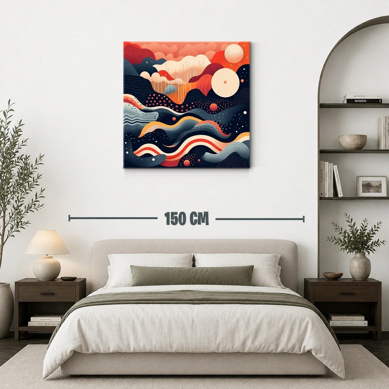 Maravilloso cuadro abstracto con ondas y esferas vibrantes — miniatura 3