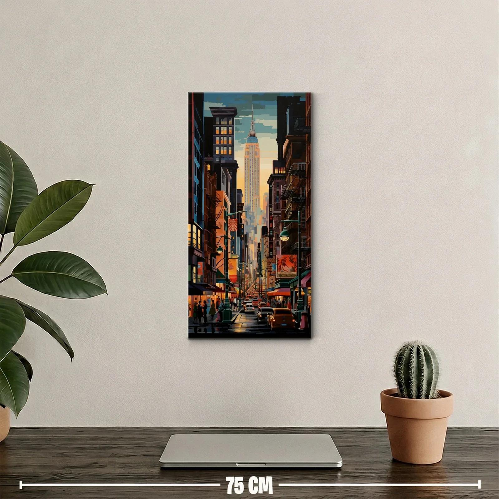 Cuadro Empire State Building con avenida concurrida y carteles — miniatura 2