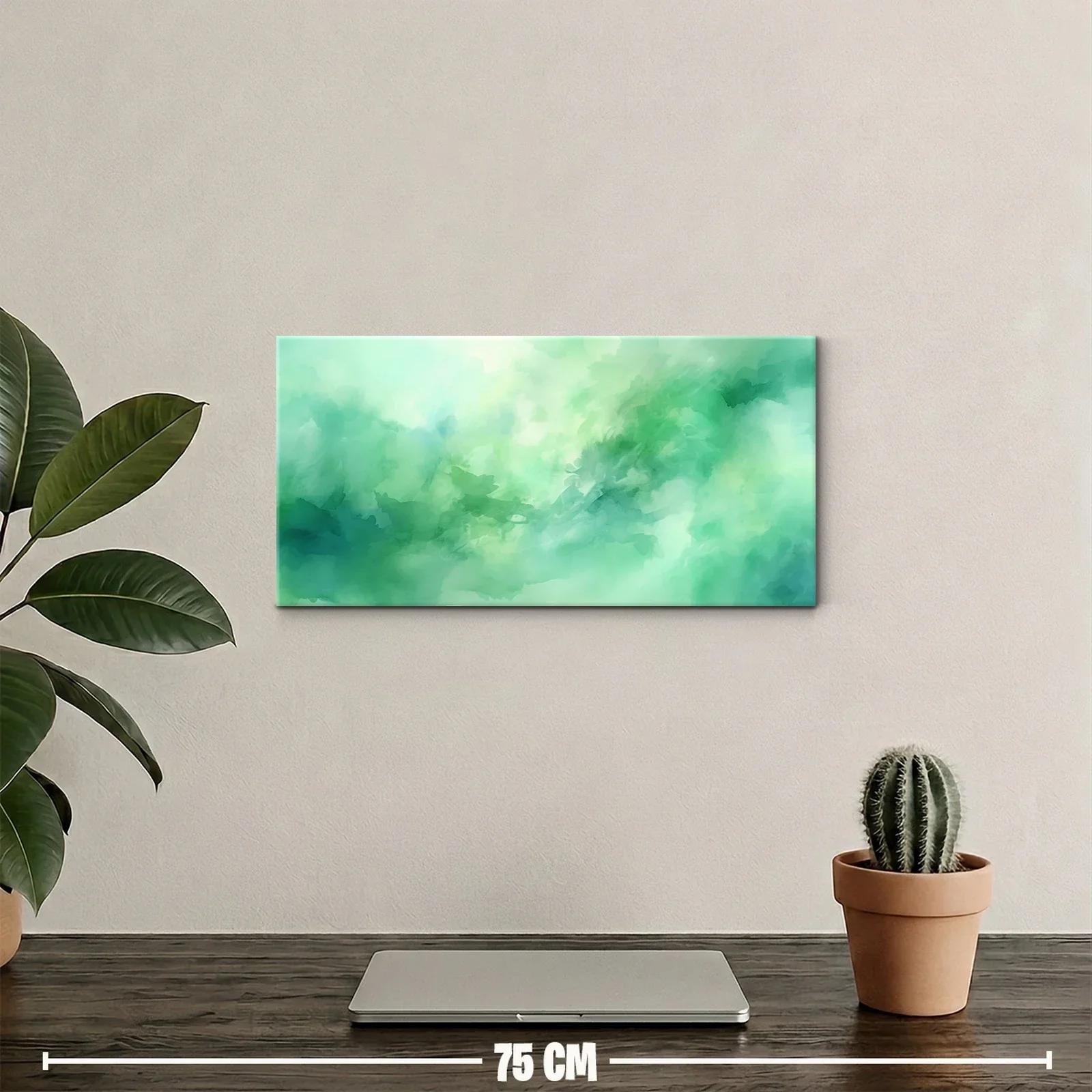 Cuadro nubes verdes abstractas con veladuras acuosas — miniatura 2